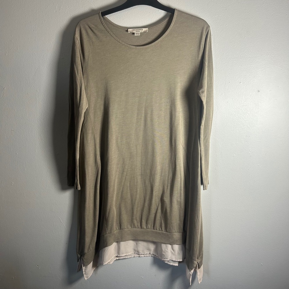 ALLSAINTS Kiya Dress Beige Layered Tunic Size Small
